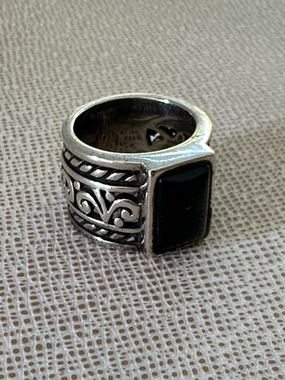 Silpada Sterling Silver Ring with Black Rectangular Stone